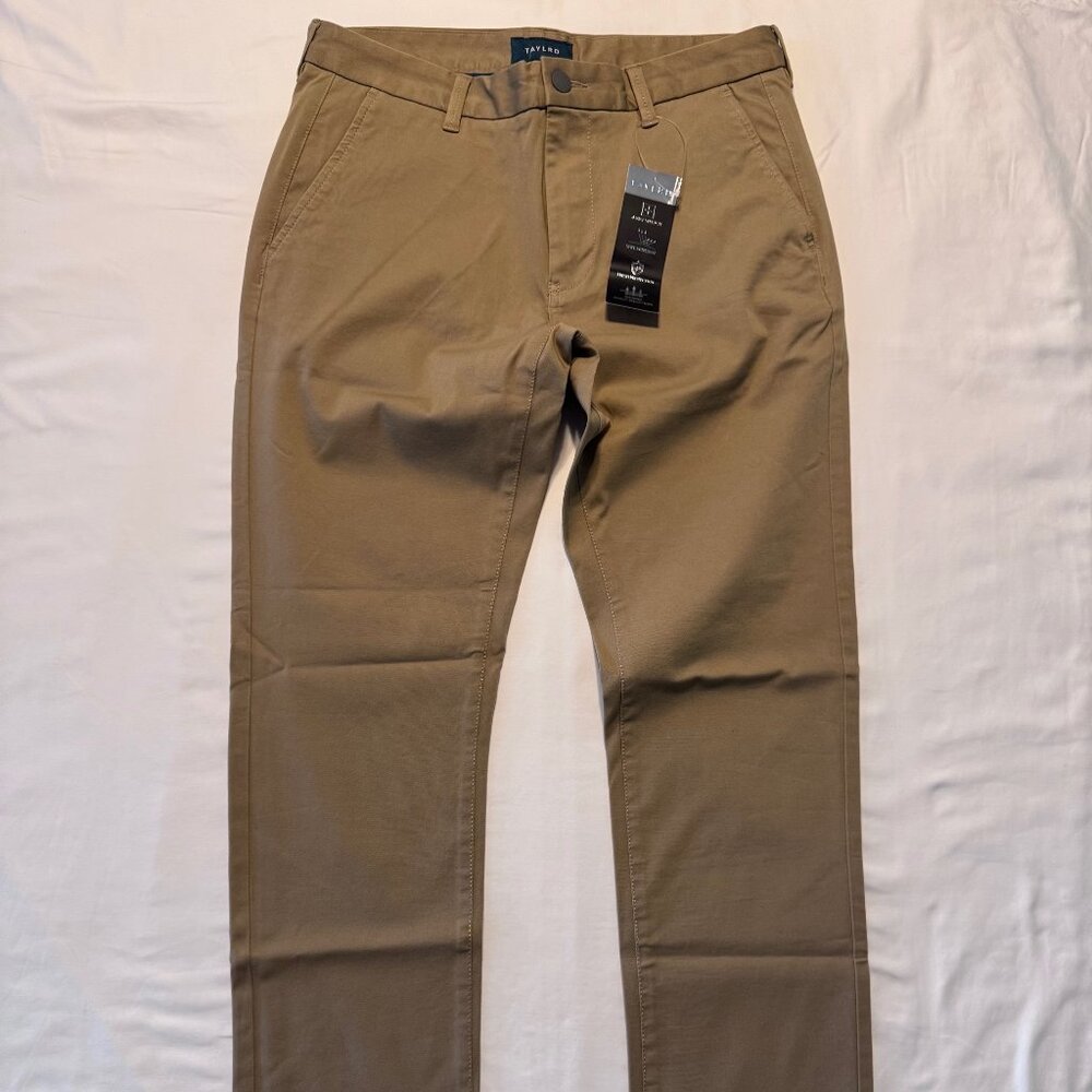 NWT Taylrd Men's 31x30 Slim Fit Tech Chino Pants in Desert Sand Khaki Tan